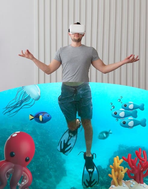 A detailed 3D rendering of a human brain inside a VR headset, highlighting neural pathways being stimulated during a VR therapy session.