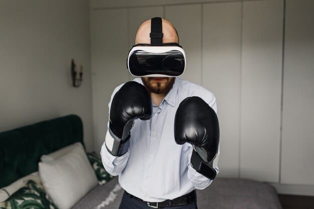 A close-up shot of a VR motion capture suit, focusing on the sensor technology embedded in the fabric. The sensors are small and discreet, with subtle glowing lights. The background is slightly blurred, highlighting the suit's intricate design.
