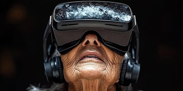 A close-up of a VR headset displaying a high-resolution, low-latency VR game, with visible 5G network icons indicating strong and fast connectivity. Focus on vibrant graphics and smooth motion.