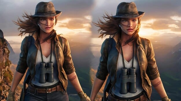 A side-by-side comparison screenshot showcasing the visual improvements in 'Pistol Whip' over time, highlighting enhanced textures, lighting effects, and more detailed character models.