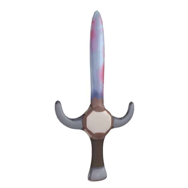 A close-up view of a Blade and Sorcery player character's hand gripping the hilt of a sword. The focus should be on the detail of the hand animation and the realistic texture of the sword hilt.