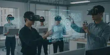 AR Training: US Enterprises Reduce Onboarding Time by 20% by 2025 Professionals using AR headsets for enhanced training