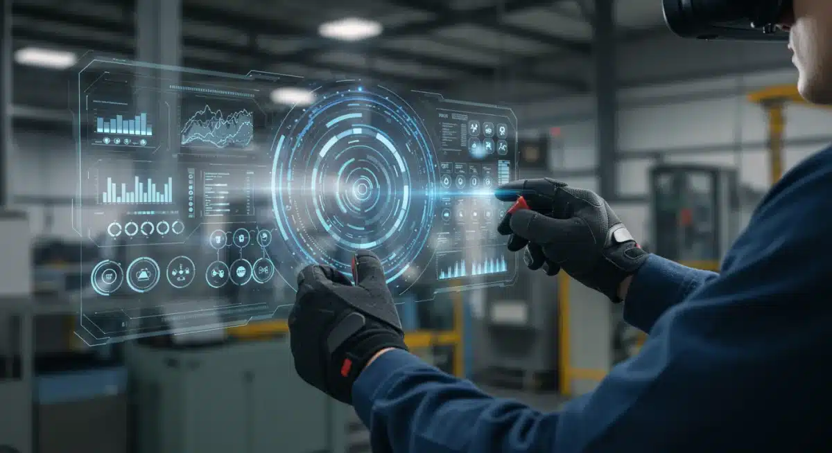 Industrial worker training in VR for complex machinery operation and safety.