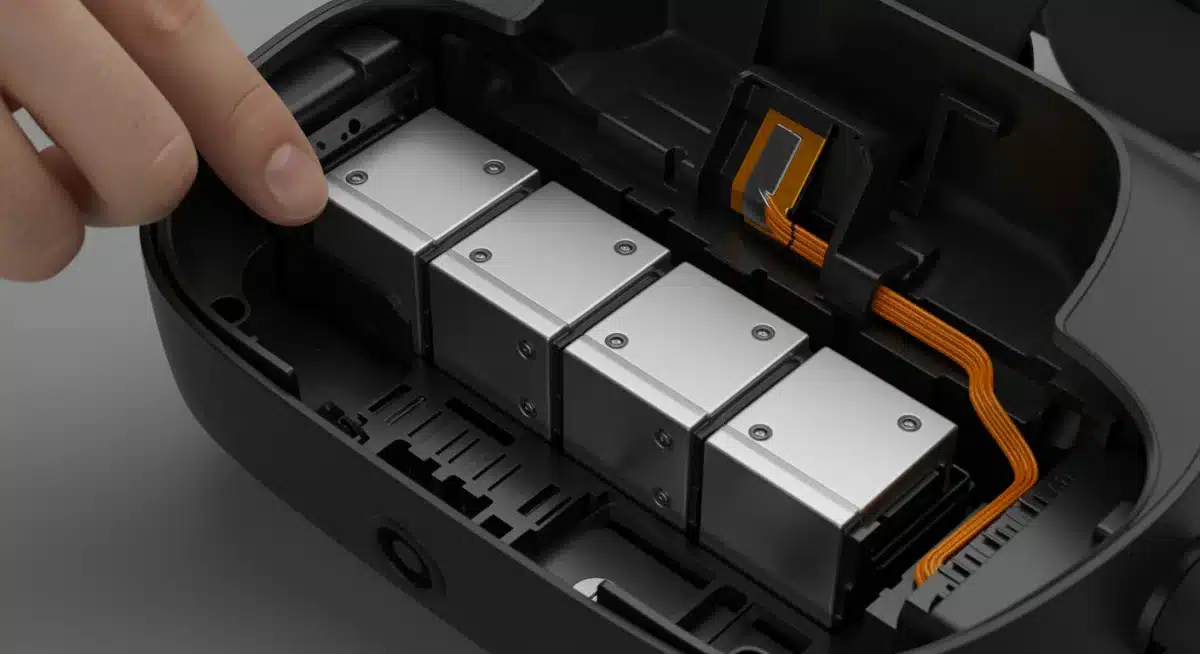 Advanced battery cells being inserted into a VR headset compartment