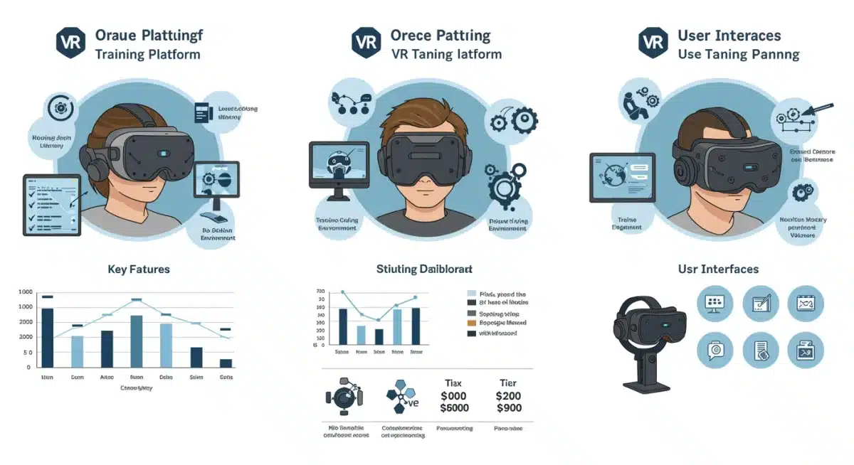 Infographic comparing features and pricing of top VR training platforms