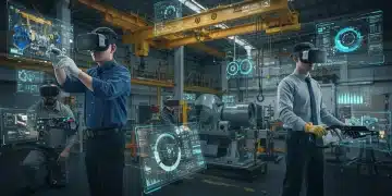 Industrial workers immersed in VR training applications for skill development 2026