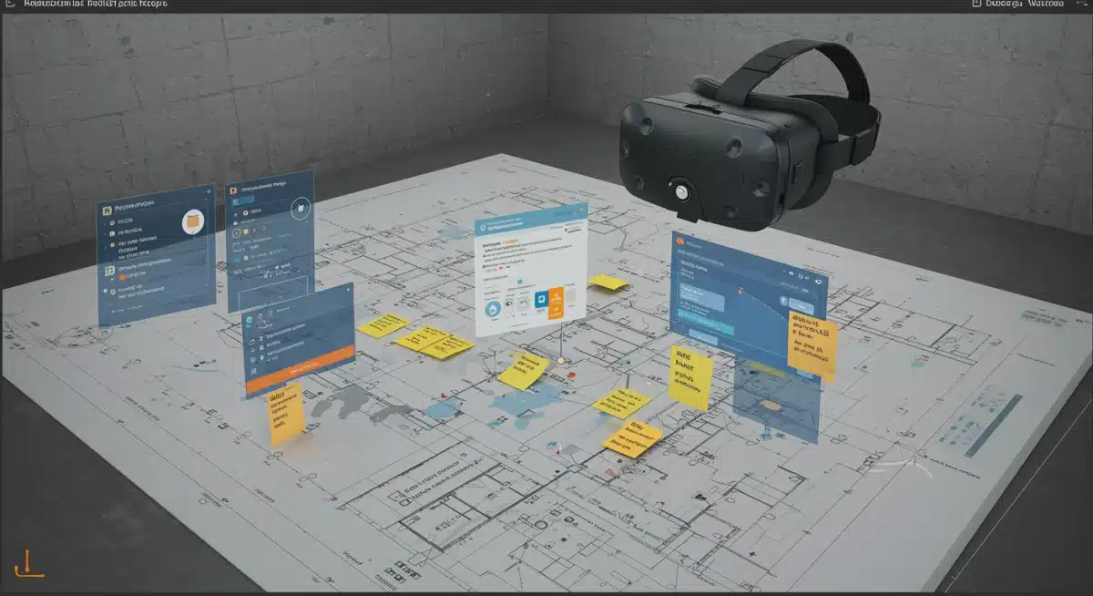 Detailed 3D project plan visualization in a VR environment.