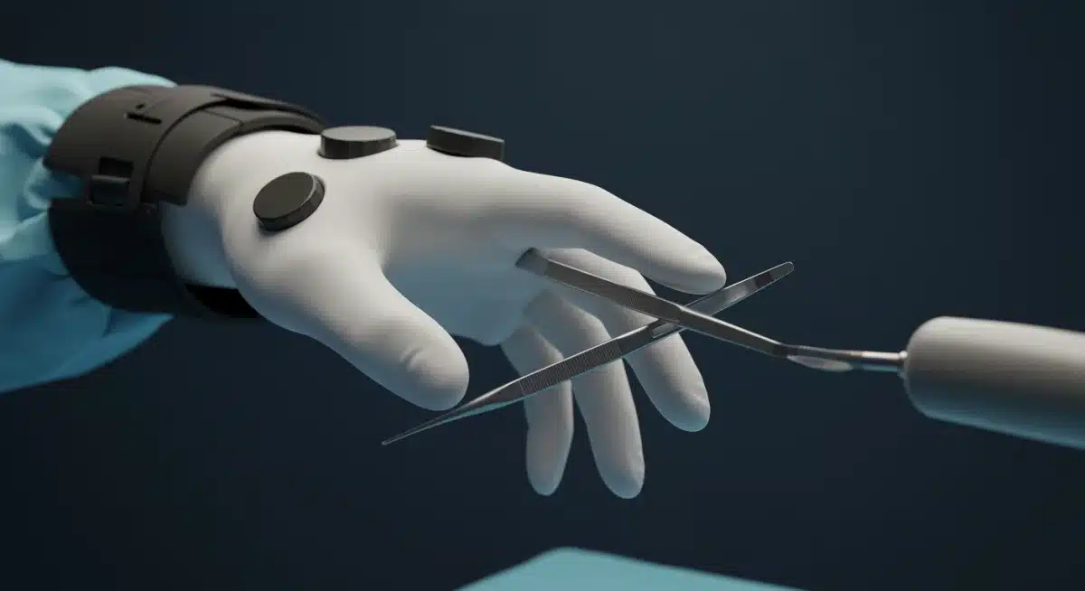 Haptic glove providing tactile feedback during a virtual surgical training