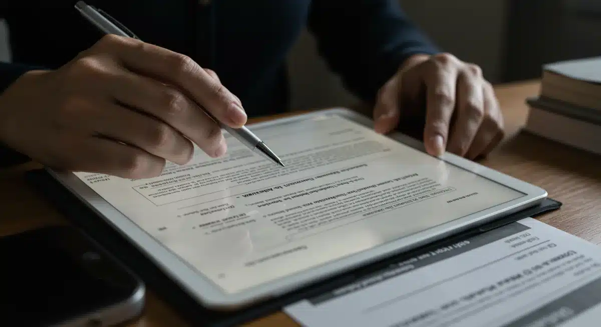 Legal professional reviewing a detailed VR hardware warranty contract