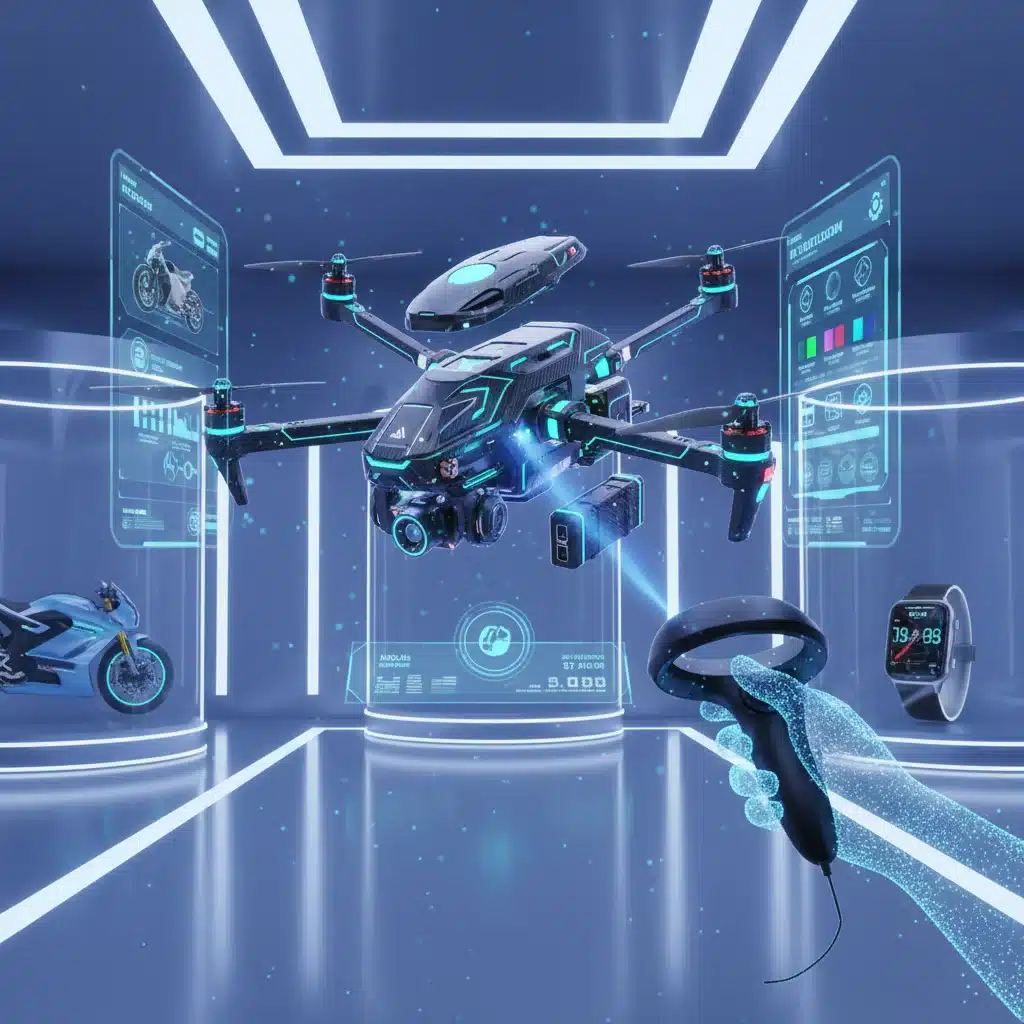 Interactive 3D product display within a virtual reality showroom