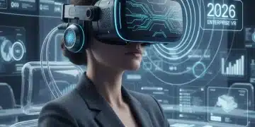 Advanced VR headset with enhanced acoustic design for enterprise users in 2026.