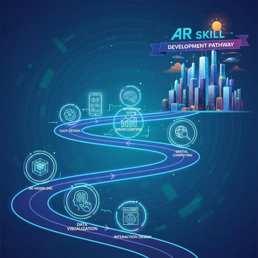 Infographic illustrating a roadmap of essential AR skills for future professional development.