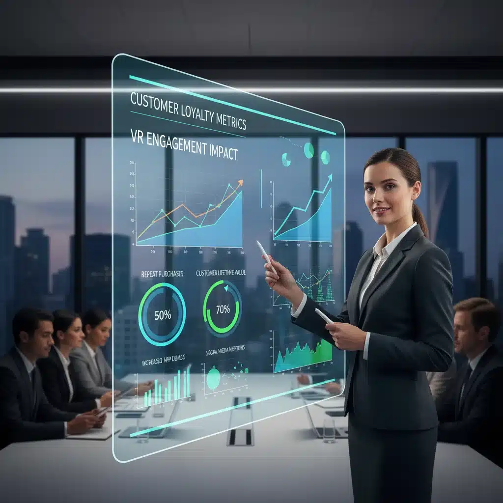 Retail analytics dashboard showing increased customer loyalty from VR initiatives.