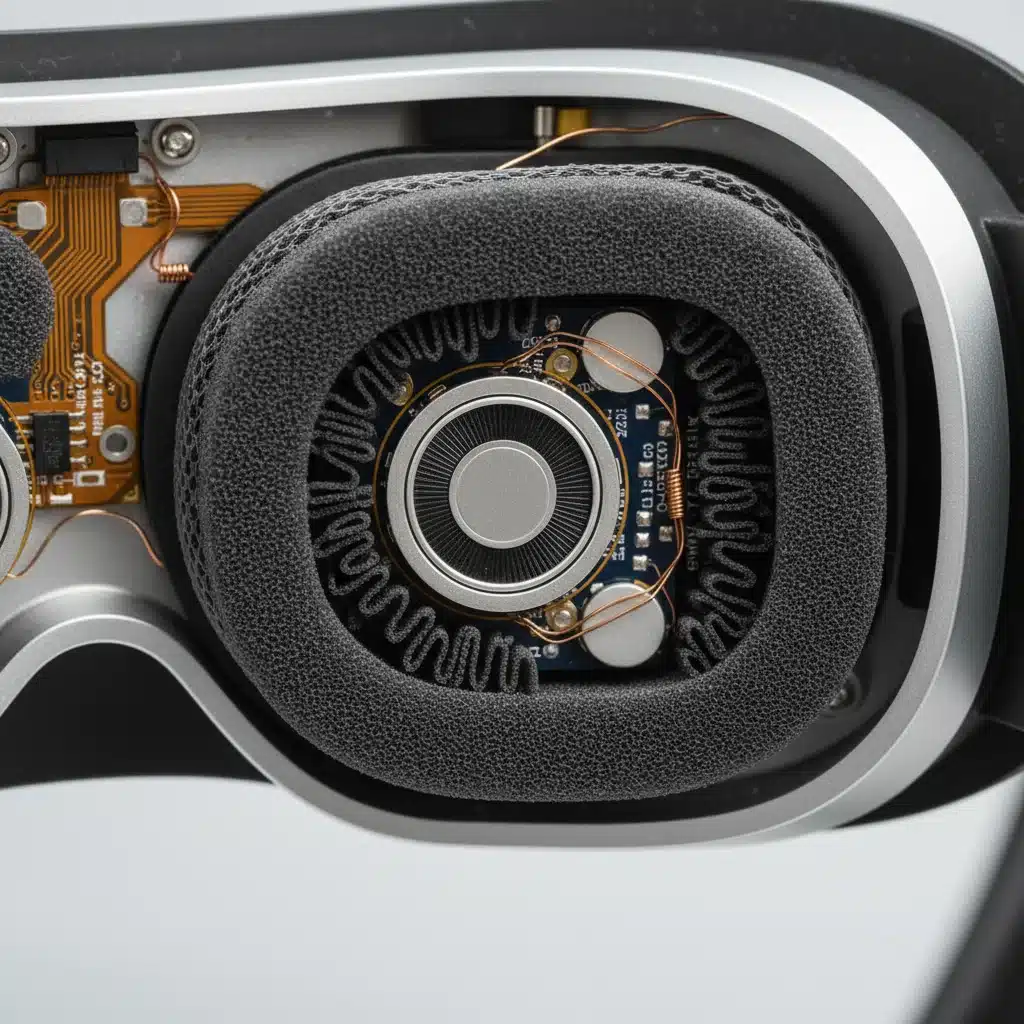 Internal components of a VR headset showing advanced acoustic engineering.