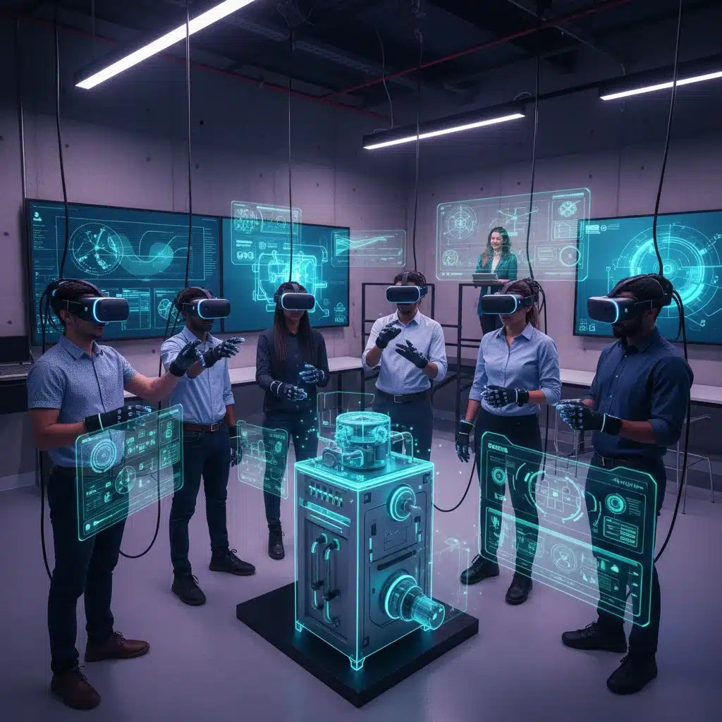 Technical trainees in VR simulation for immersive learning and skill development