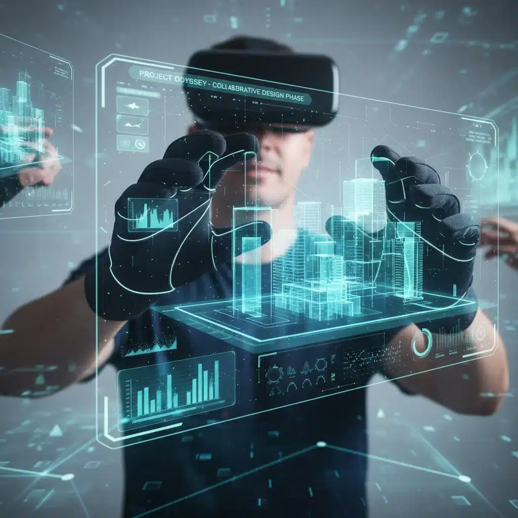 User interacting with virtual objects in a VR remote collaboration session